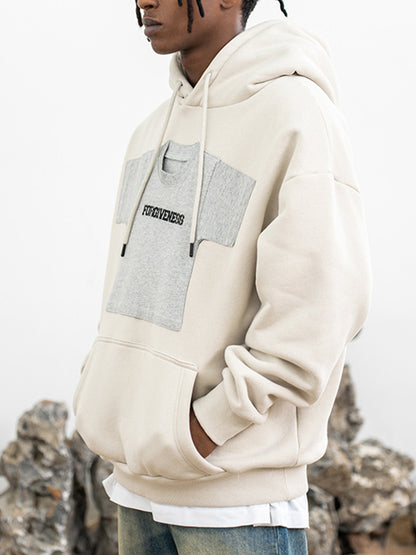 Men's Retro Americana Fleece Patchwork Hoodie