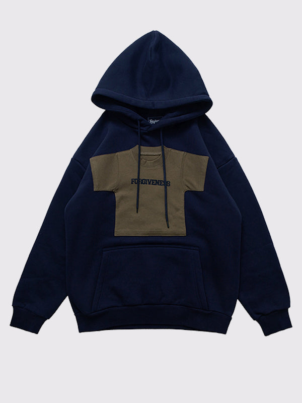 Men's Retro Americana Fleece Patchwork Hoodie