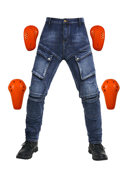 Abrasion Resistant Multi-Pocket Riding Jeans