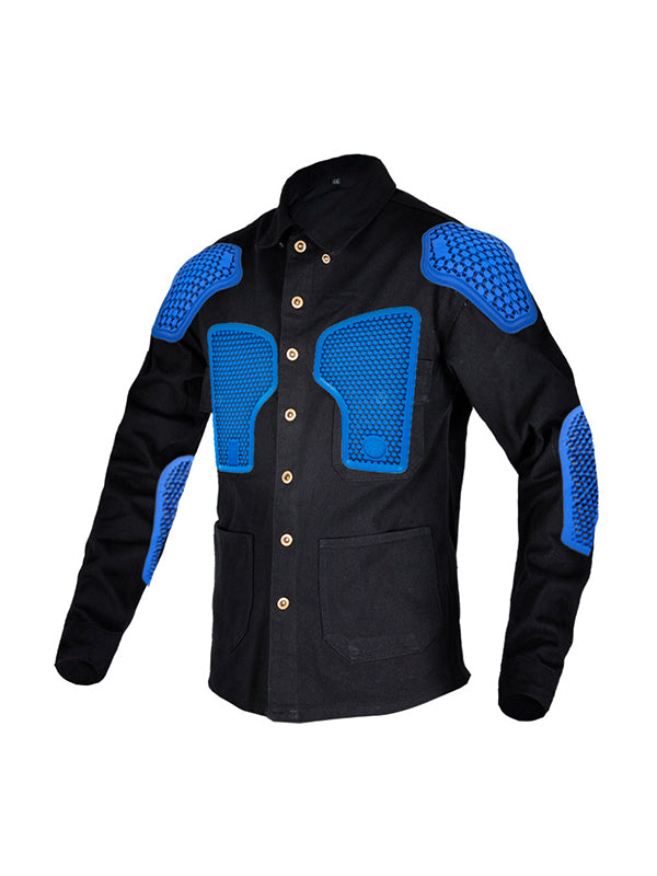 Men’s Vintage Cotton Blend Motorcycle Jacket with Full Body Soft Silicone Armor – Available in Khaki, Black, and Green