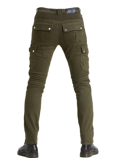 Men’s Green Camouflage Motorcycle Pants with Kevlar Reinforcement and CE Protectors