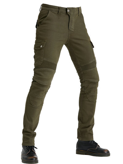 Men’s Green Camouflage Motorcycle Pants with Kevlar Reinforcement and CE Protectors
