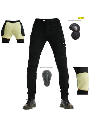 Men’s Green Camouflage Motorcycle Pants with Kevlar Reinforcement and CE Protectors