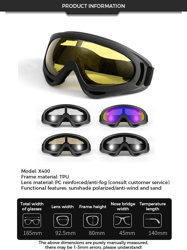 Outdoor Cycling Goggles – Motorcycle, Sports & Tactical Windproof Mask with Anti-Fog Lens, Adjustable Strap, Helmet-Compatible