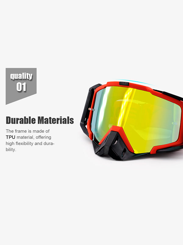 Motorcycle Goggles - TPU Frame & PC Lens for Sun, Dust, Impact & Glare Protection - Suitable for Motorcycle, Cycling, Mountain Biking