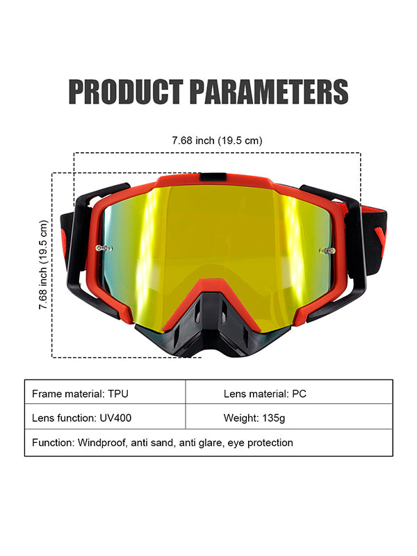 Motorcycle Goggles - TPU Frame & PC Lens for Sun, Dust, Impact & Glare Protection - Suitable for Motorcycle, Cycling, Mountain Biking