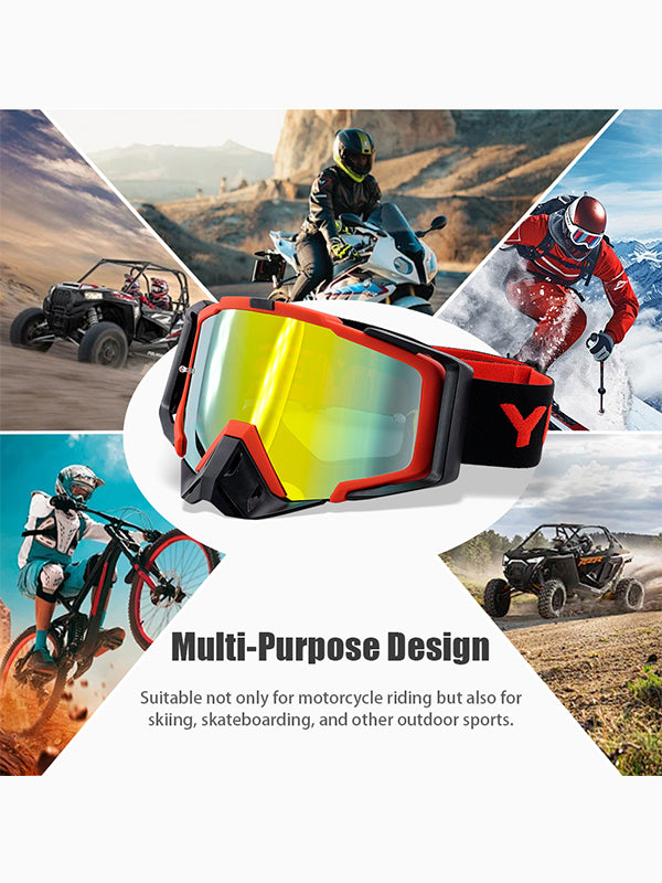 Motorcycle Goggles - TPU Frame & PC Lens for Sun, Dust, Impact & Glare Protection - Suitable for Motorcycle, Cycling, Mountain Biking