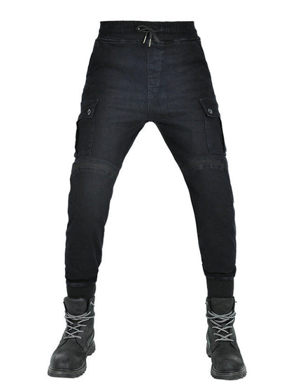 Men's Motorcycle Cargo Pants with Large Area Kevlar Reinforcement and CE Protectors