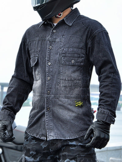 Men's Retro Motorcycle Denim Shirt