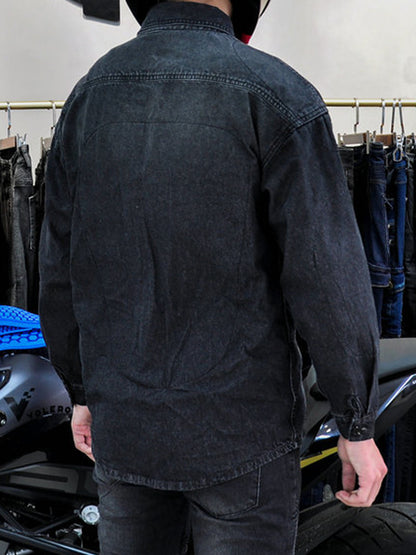 Men's Retro Motorcycle Denim Shirt