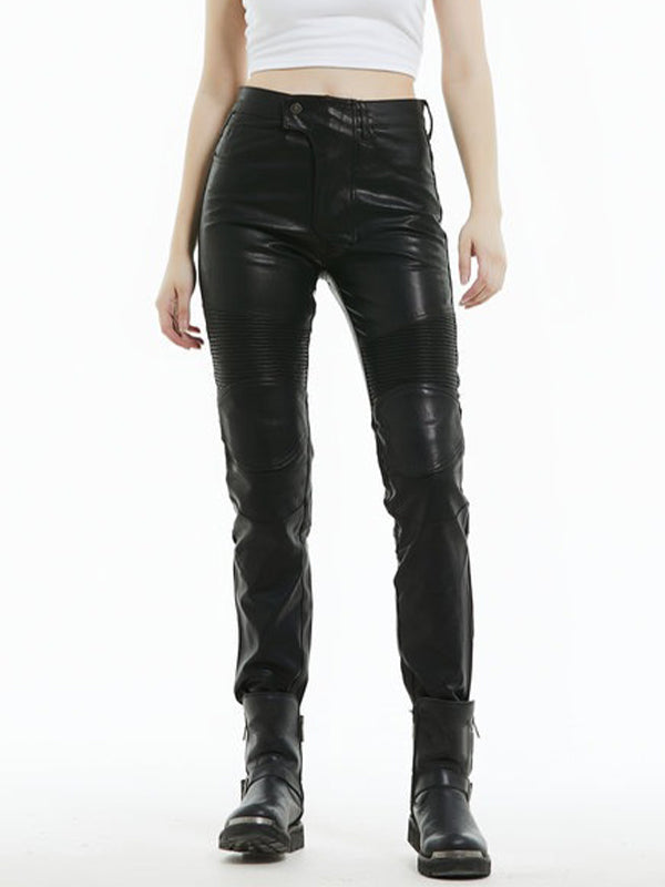 Leather Motorcycle Riding Pants Multi Pocket Workwear Waterproof Drop Leather Pants
