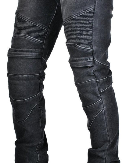 Men's Black Denim Motorcycle Riding Pants