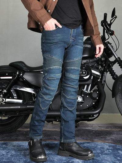 Men's Black Denim Motorcycle Riding Pants
