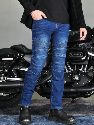 Men's Black Denim Motorcycle Riding Pants