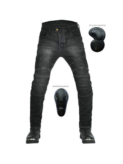 Men's Black Denim Motorcycle Riding Pants