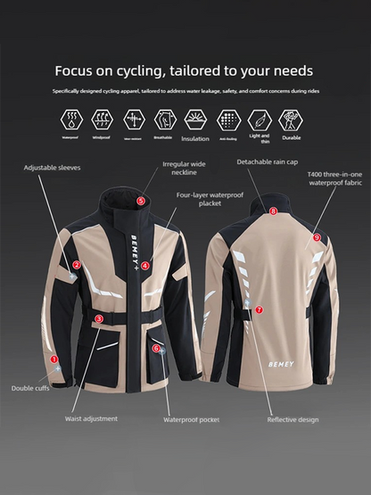 Two-piece Cycling Raincoat Suit - Waterproof, Windproof & Reflective Design