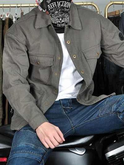 Men's Retro Windproof and Anti-fall Cycling Long Sleeve Shirt