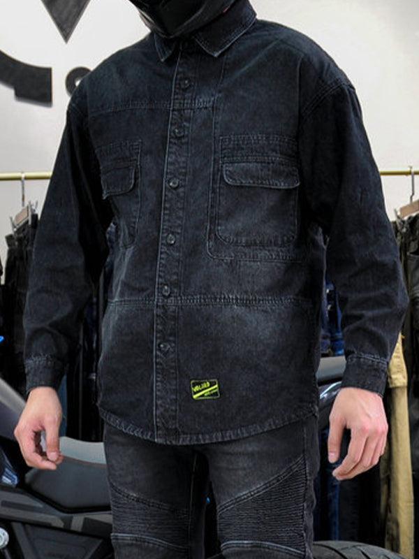 Men's Motorcycle Riding Anti Fall Denim Long Sleeve Shirt