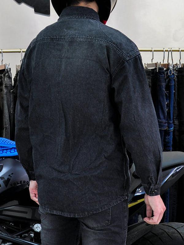 Men's Motorcycle Riding Anti Fall Denim Long Sleeve Shirt