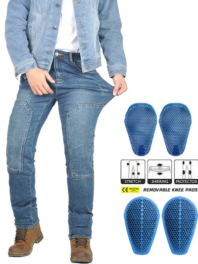 Men's Comfort Armor Denim Riding Pants - Flexible Silicone Protectors