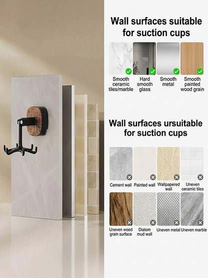 Wall-mounted rotatable suction cup hook