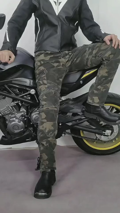 Men's Camouflage Motorcycle Riding Pants with CE Knee and Hip Armor