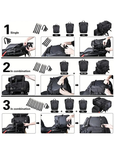 3 Sizes Motorcycle Tail Bag Carrier Set