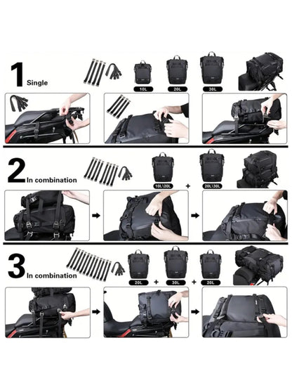 3 Sizes Motorcycle Tail Bag Carrier Set