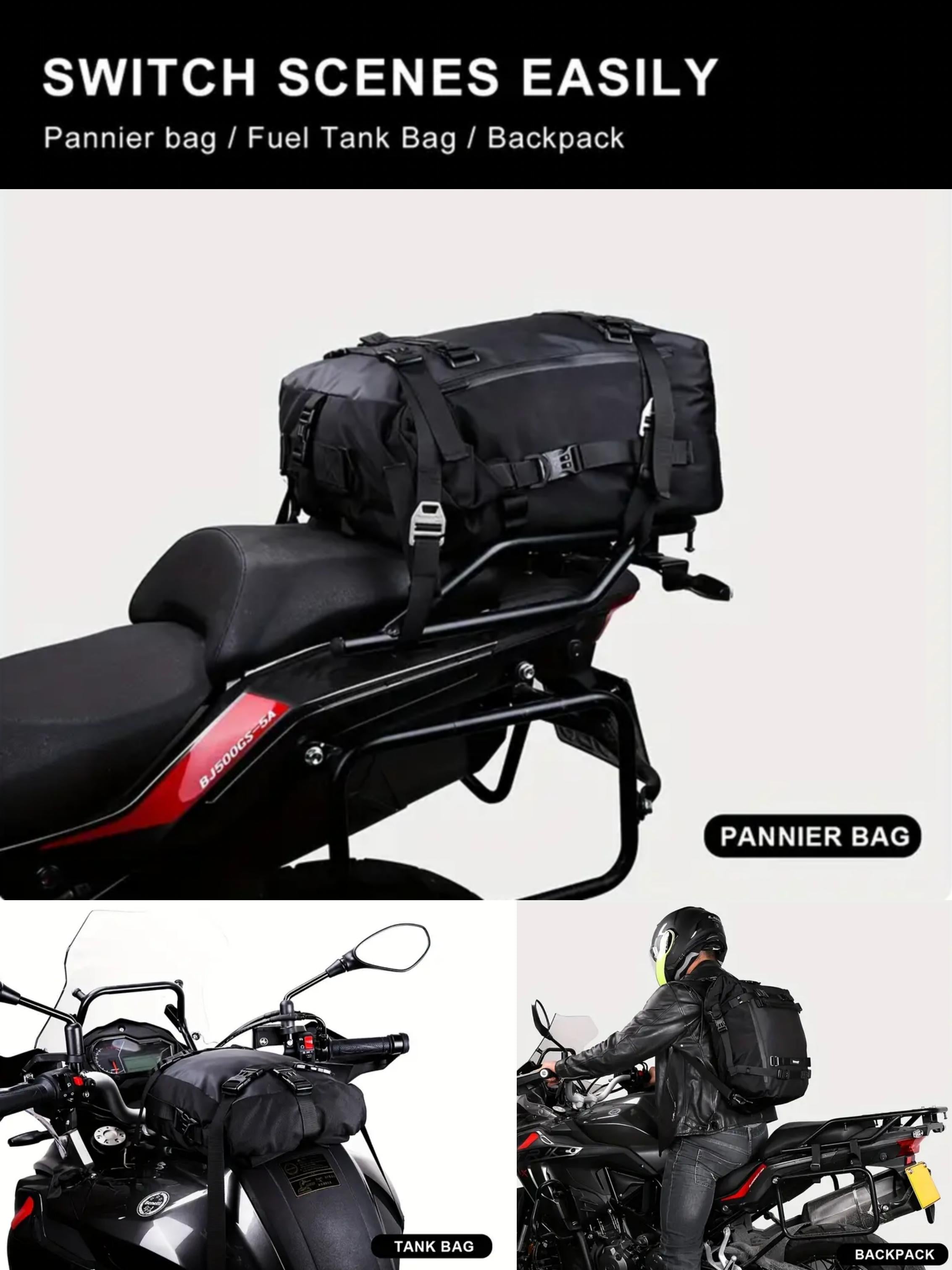 3 Sizes Motorcycle Tail Bag Carrier Set