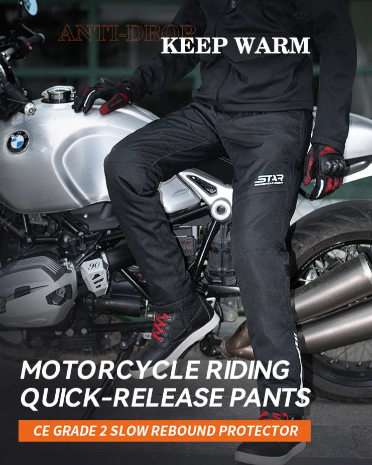 Warm And Quick-Release Motorcycle Pants with CE Certified Knee Guards